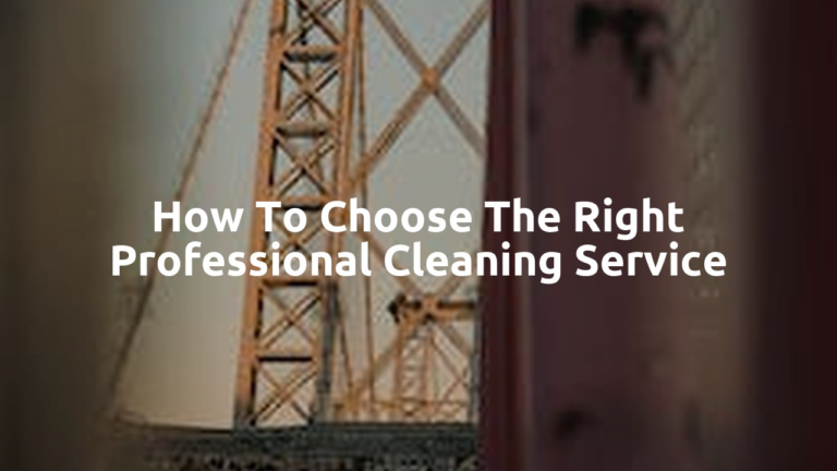 How To Choose The Right Professional Cleaning Service